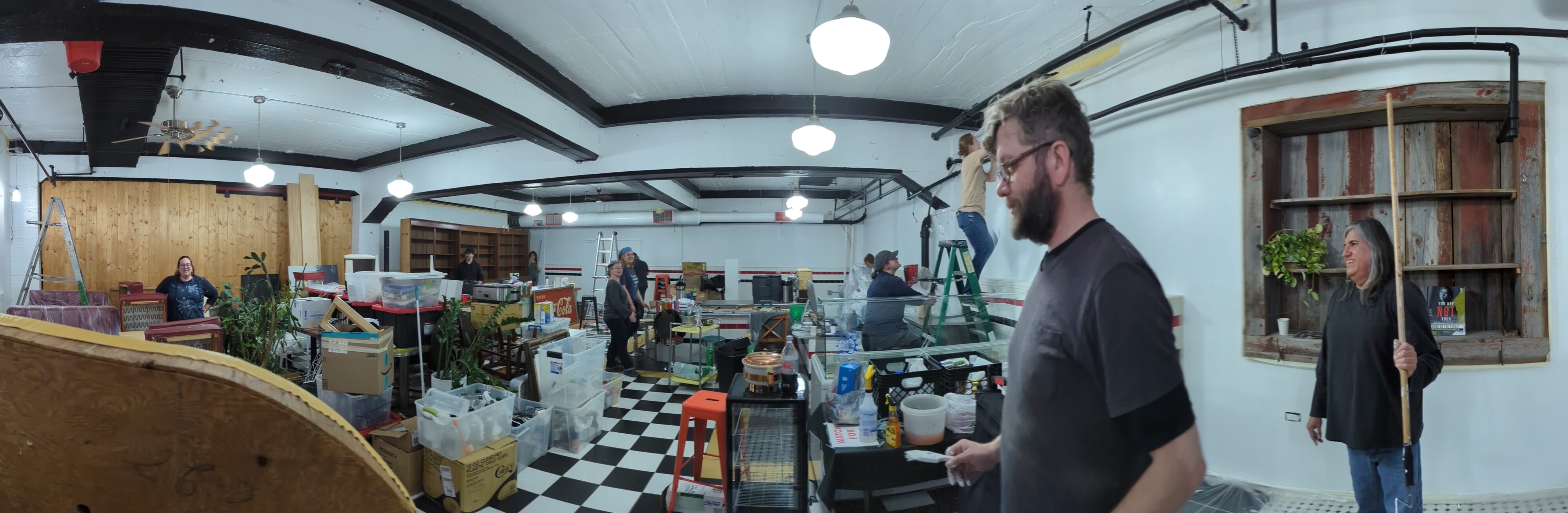 panoramic view of inside of coffeehouse